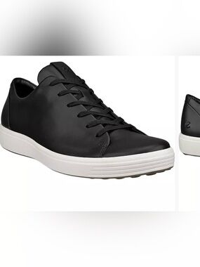 Ecco Men's Black Leather Casual Sneaker with White Sole EU 45. US11-11.5 flaw